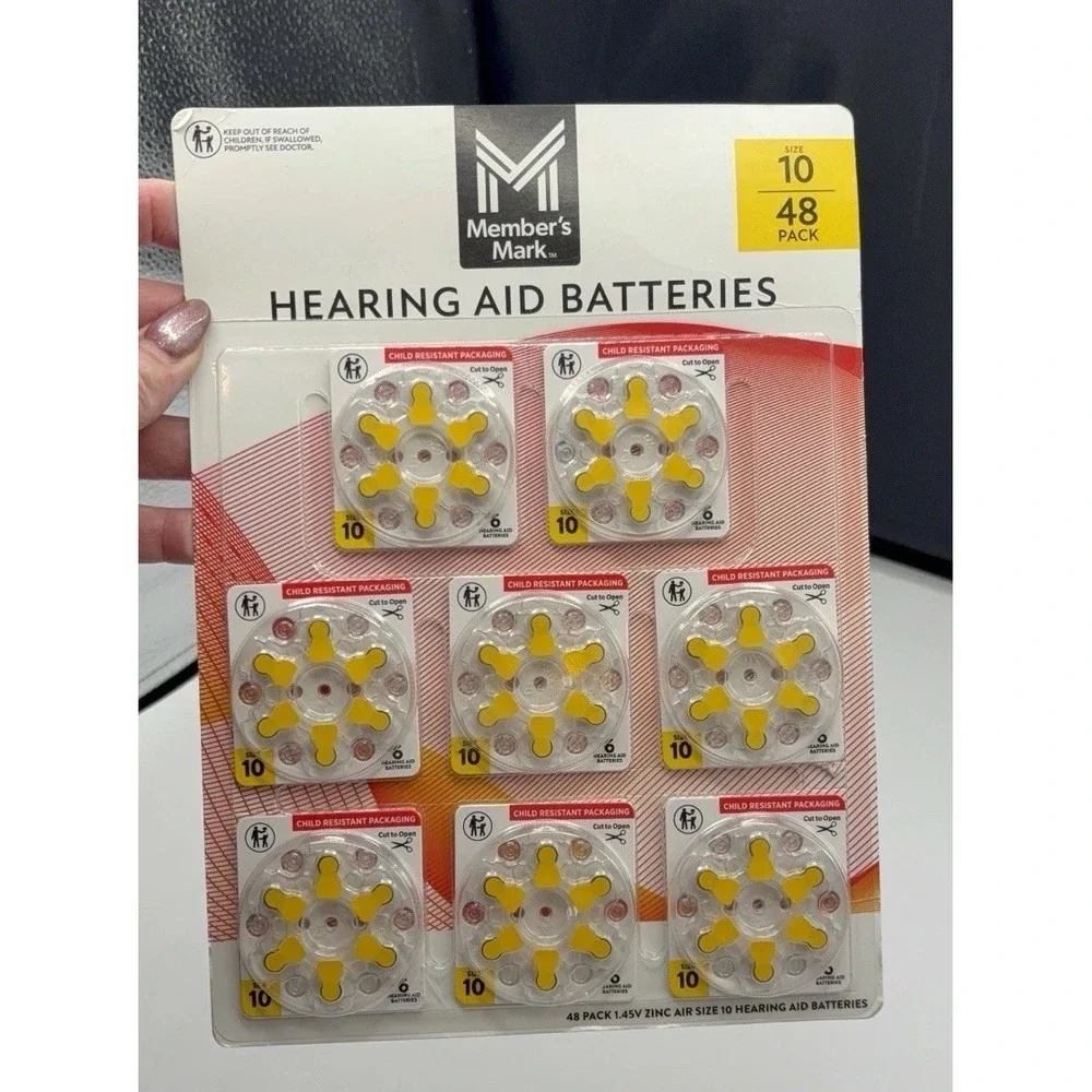 Member's Mark Hearing Aid Batteries, Size 10, Yellow Tab, 48 Count